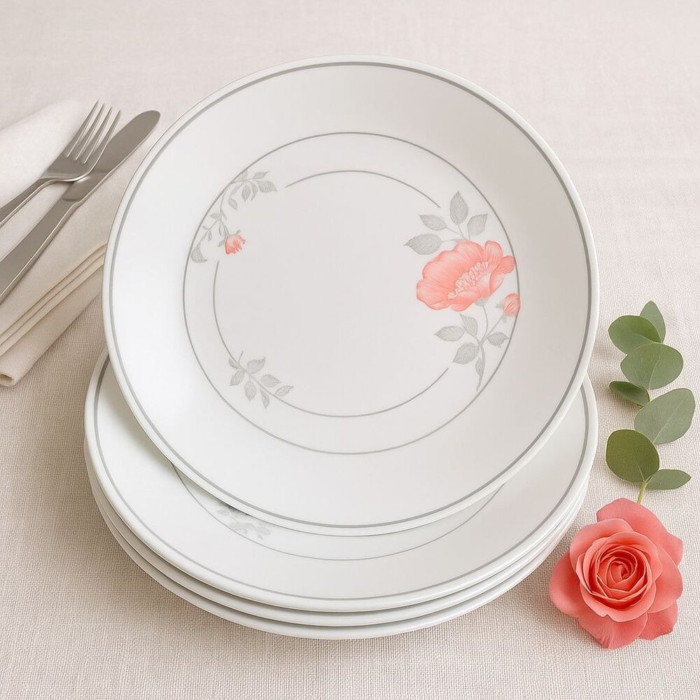 Corelle Desert Blossom Dinner Plate Set of 4 Vintage Dinnerware Pink Floral USA
